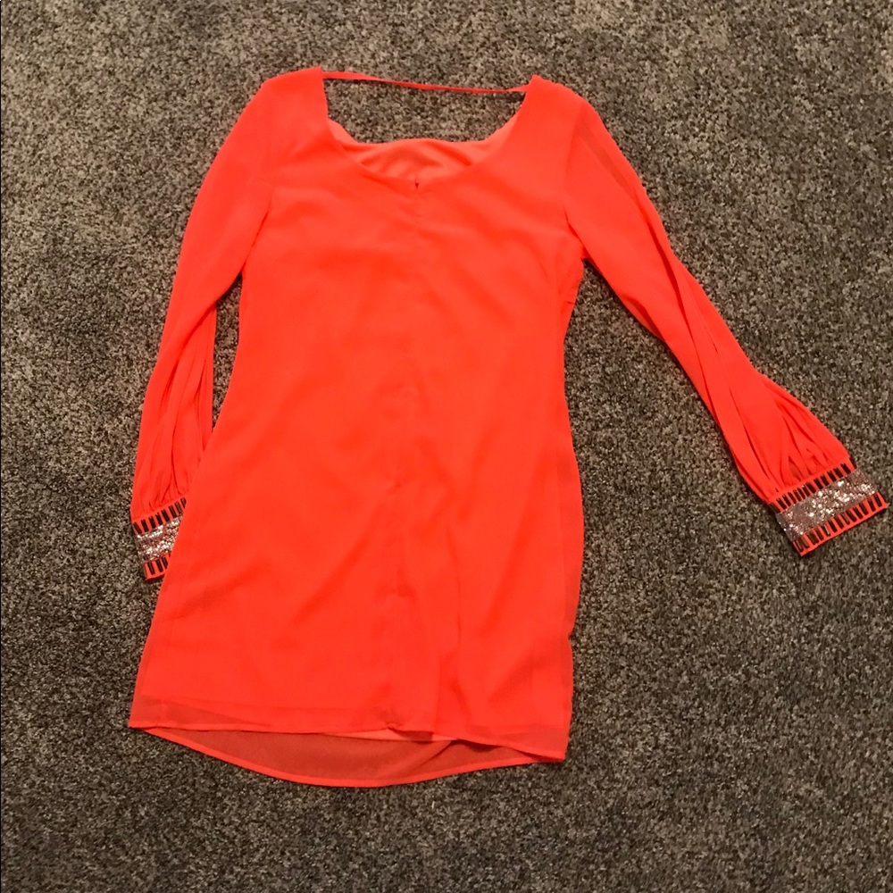 Orange buckle dress